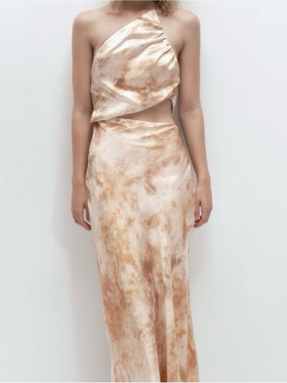 ZARA One-Shoulder Formal Marbled Gown